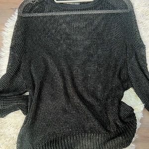Alexander Wang Black Sweater with mesh-like see-through net details, XS